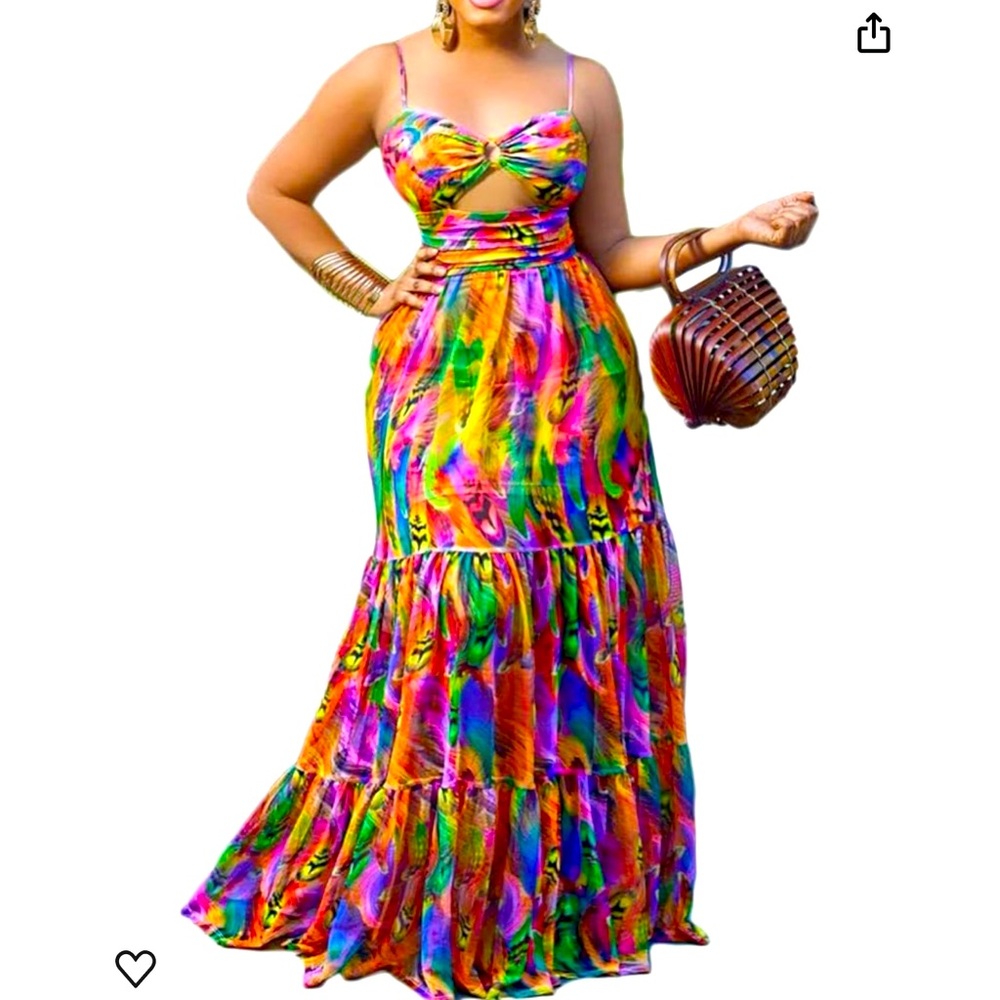 NIB Women’s Metamorphosis Girl Long Vibrant Sexy Summer Maxi Dress. Size Large - Picture 2 of 12